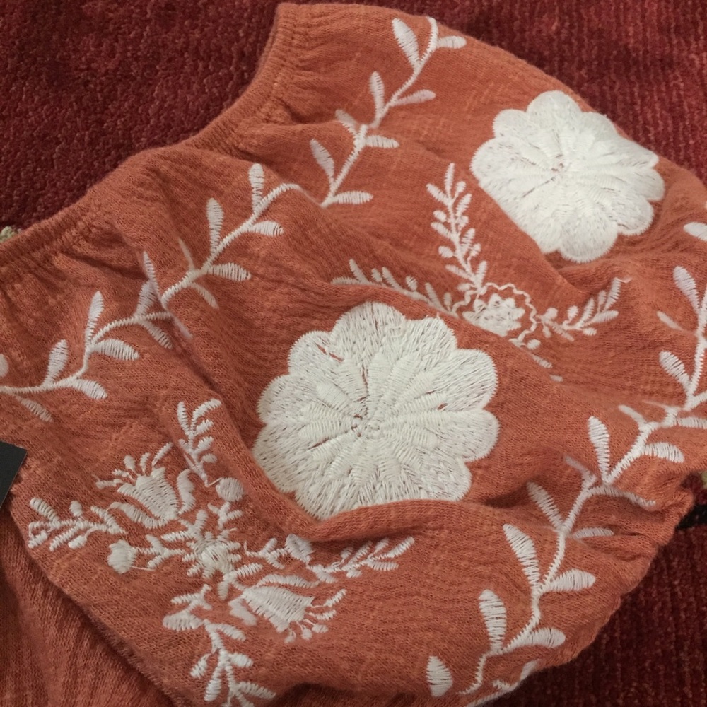 NWT Off shoulder Embroidered Crop top 🍂 - Picture 3 of 3